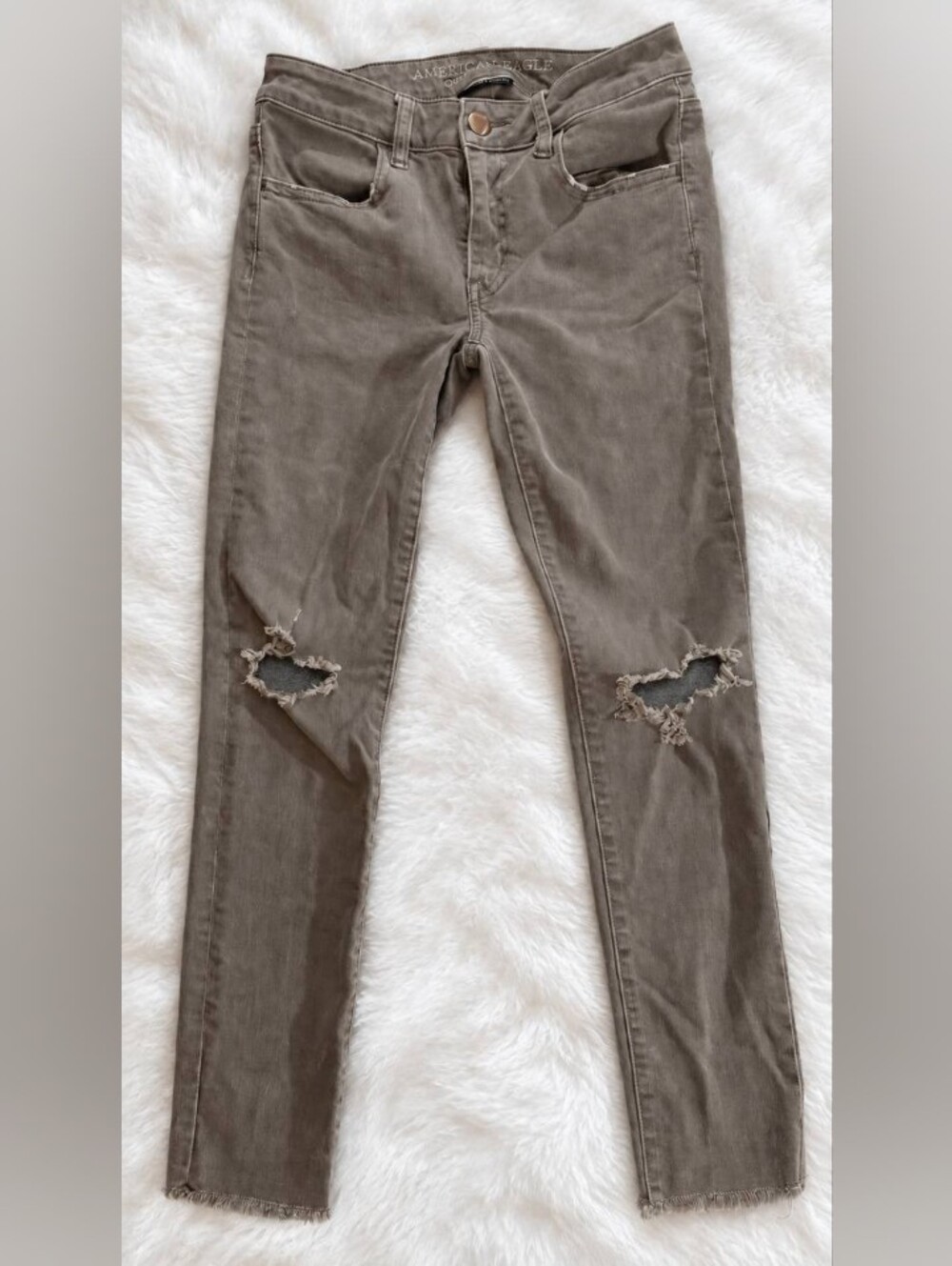 American Eagle Outfitters Women's Distressed Skinny Jeggings - Taupe